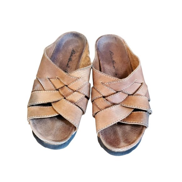 Vintage Eddie Bauer Women's Woven Leather Slides - Picture 1 of 7